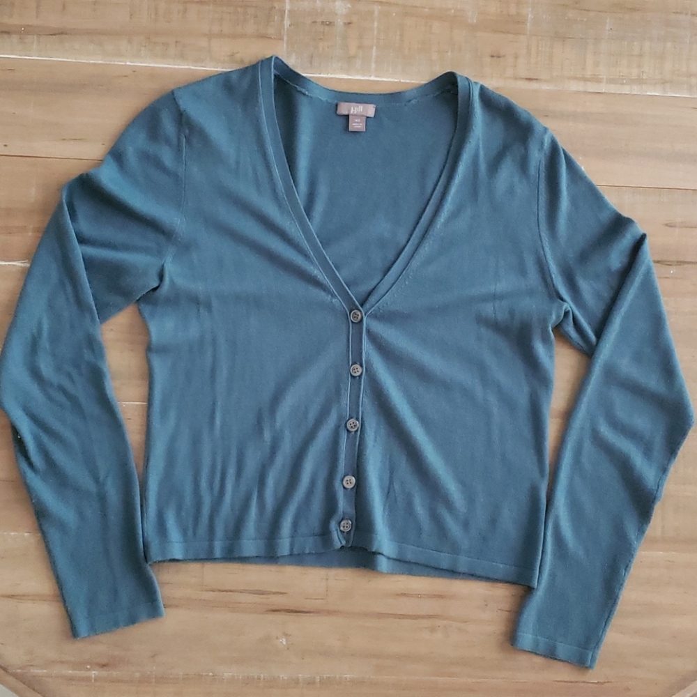 J.Jill Silk-Cotton-Cashmere Cropped Cardigan